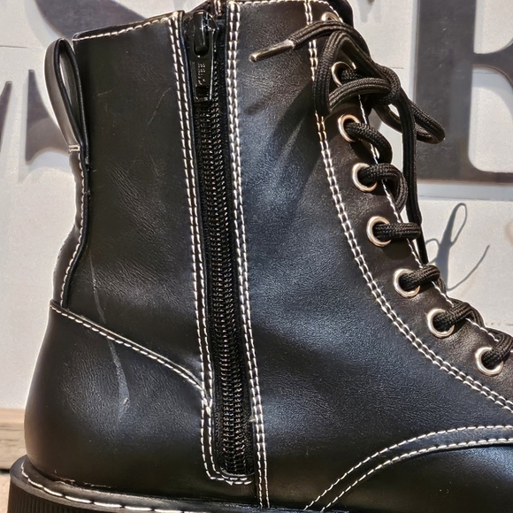 Divided H&M Chunky Combat Moto Side Zip Boots Wmns 7 - Picture 7 of 10